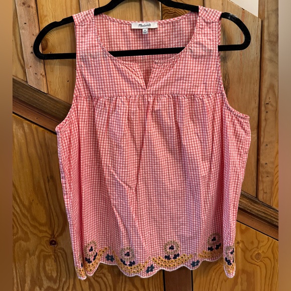 Madewell Embroidered Gingham Tank Top - Picture 1 of 4
